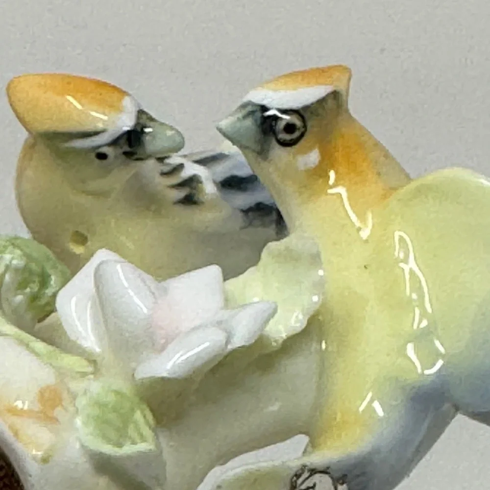 Genuine‎ Bone China Blue Jay Bird Figurines Pair Ceramic Ornaments Decor